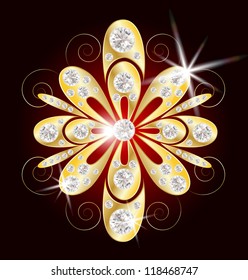 Gold and diamond snowflake