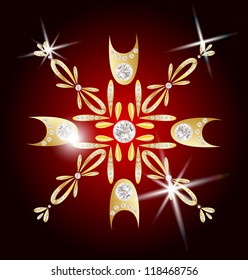 Gold and diamond snowflake