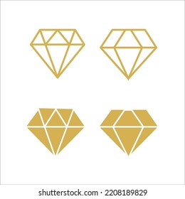 Conjunto de iconos del logotipo del vector de diamante dorado