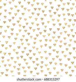 Gold diamonds seamless pattern with golden metallic texture. 
