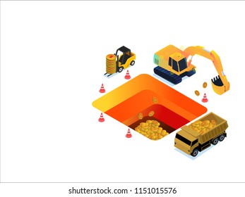 Gold digger isometric vector illustration
