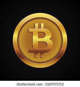 Gold digital cryptocurrency bitcoin against black backdrop.