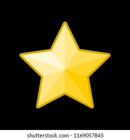 Gold dimensional star symbol vector. Simple and flat design, minimalist style.