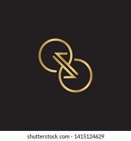 gold direction arrows for transfer, sync, migration data. traffic bridge or exchange concept. linear logo icon  design isolated on black background. Suitable for web landing page