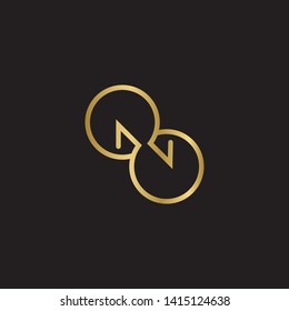 gold direction arrows for transfer, sync, migration data. traffic bridge or exchange concept. linear logo icon  design isolated on black background. Suitable for web landing page