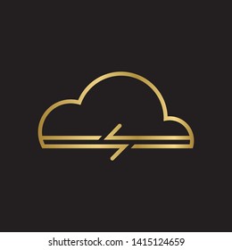 gold direction arrows for transfer, sync, migration data. traffic bridge or exchange with cloud concept. linear logo icon  design isolated on black background. Suitable for web landing page