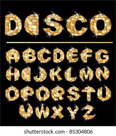 Gold disco ball letters - alphabet set
