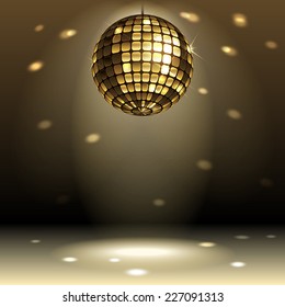 Gold Disco Ball On Dark Background