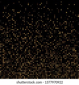 gold disco glitter background. Festive premium design template for holiday greeting card