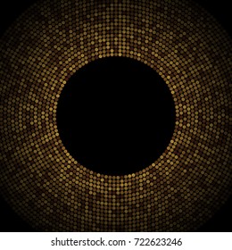 gold disco glitter frame. Festive premium design template for holiday greeting card