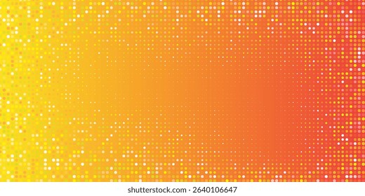 Gold disco party pattern. Yellow square sequin mosaic texture background. Abstract golden shining glitter halftone wallpaper. Pop up comic sparkling glitter backdrop. Retro vector design template