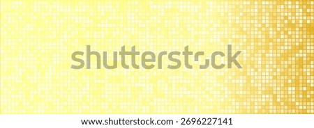Gold disco party pattern. Yellow square sequin mosaic texture background. Abstract golden shining glitter halftone wallpaper. Pop up comic sparkling glitter backdrop. Retro vector design template.ART