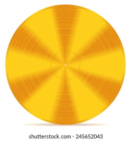 Gold disc,vector art image illustration,isolated on white background