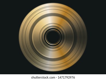 Gold disk on black background.