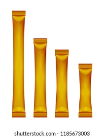 Gold disposable packaging for snacks, food, sugar and spices.