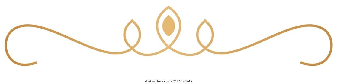 Gold divider, luxury vintage ornament isolated on transparent. Editable stroke.