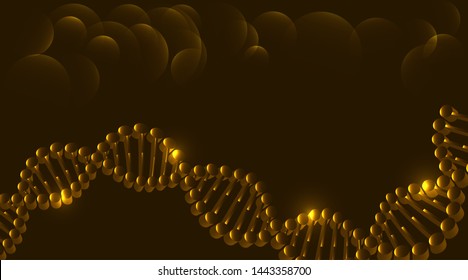 Gold DNA background with copy space, illustration vector.	
