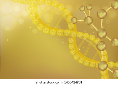Gold DNA background with copy space, illustration vector.	