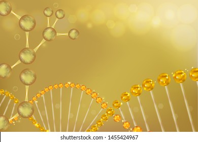 Gold DNA background with copy space, illustration vector.	
