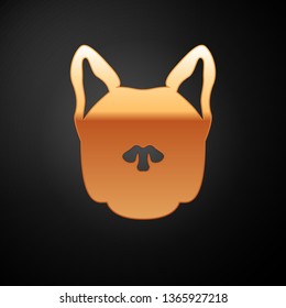 Gold Dog icon isolated on black background. Vector Illustration