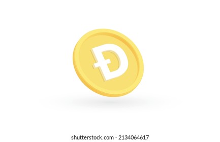Gold Dogecoin cryptocurrency on white background, Dogecoin, Digital payment system blockchain