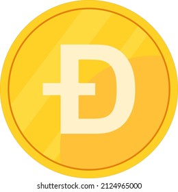 Gold dogecoin icon isolated on white background. Crypto currency symbol modern, simple, vector, logo for website design, mobile app, ui. Flat Vector Illustration EPS 10 