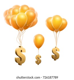 gold dollar with balloons