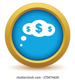 Gold dollar cloud icon on a white background. Vector illustration