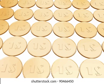 gold dollar coin carpet vector on white