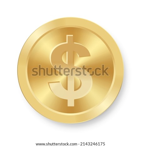 Gold dollar coin Concept of web internet currency