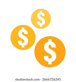 Icono plano de moneda de dólar de oro, que simboliza la riqueza y las ganancias. La moneda de dólar representa ahorro e inversión. La moneda de dólar es perfecta para proyectos de finanzas y diseño de negocios