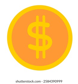 gold dollar coin icon. vector illustration.gold dollar on isolated white background.