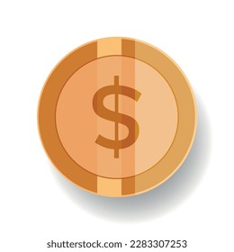 Gold dollar coin. Isolated on a white background