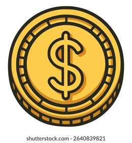 gold dollar coin money business economy flat color vector illustration template design