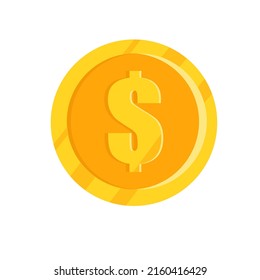Gold dollar coin. Vector flat illustration