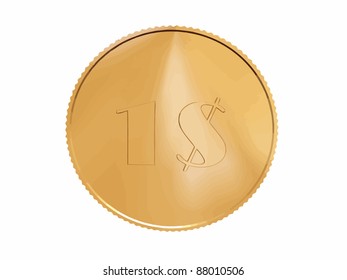 gold dollar coin vector illustration