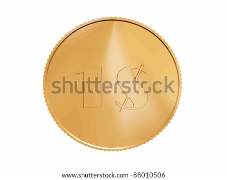 gold dollar coin vector illustration