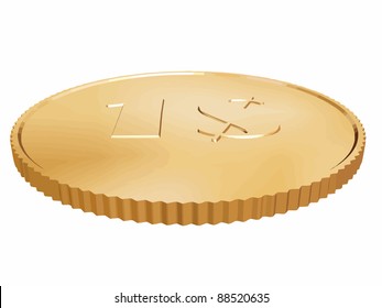 gold dollar coin vector on white