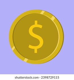 Moneda de oro en dólares.Iluminación vectorial dibujada a mano