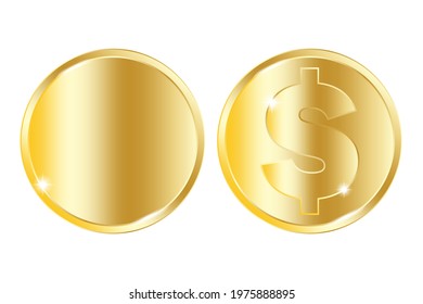 Gold dollar coins. Big win. Success symbol. Gold blank coins. Business concept. Stock image. Vector illustration.