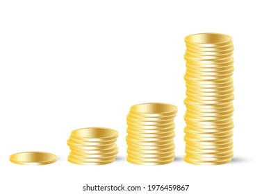 Gold dollar coins. Big win. Success symbol. Gold blank coins. Business concept. Stock image. Vector illustration.