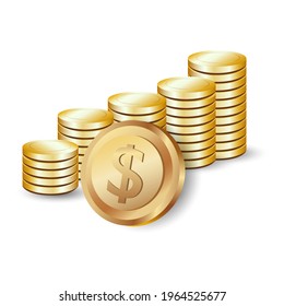 gold dollar coins in vector

