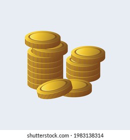 Gold dollar coins in vector illustration