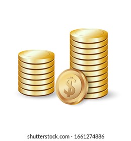 gold dollar coins in vector showing growth