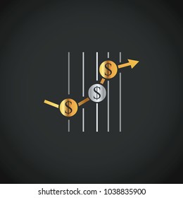 gold dollar finance money growth logo