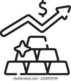 Gold and dollar increasing vector icon, economic increasing illustration. EPS