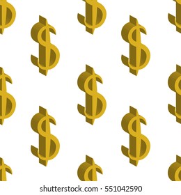 Gold dollar money same sizes. Seamless pattern. Vector
