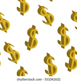 Gold dollar money same sizes. Seamless pattern. Vector