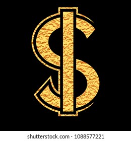Gold Dollar. Money symbol. Vector graphic design.