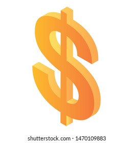 Gold dollar sign icon. Isometric of gold dollar sign vector icon for web design isolated on white background